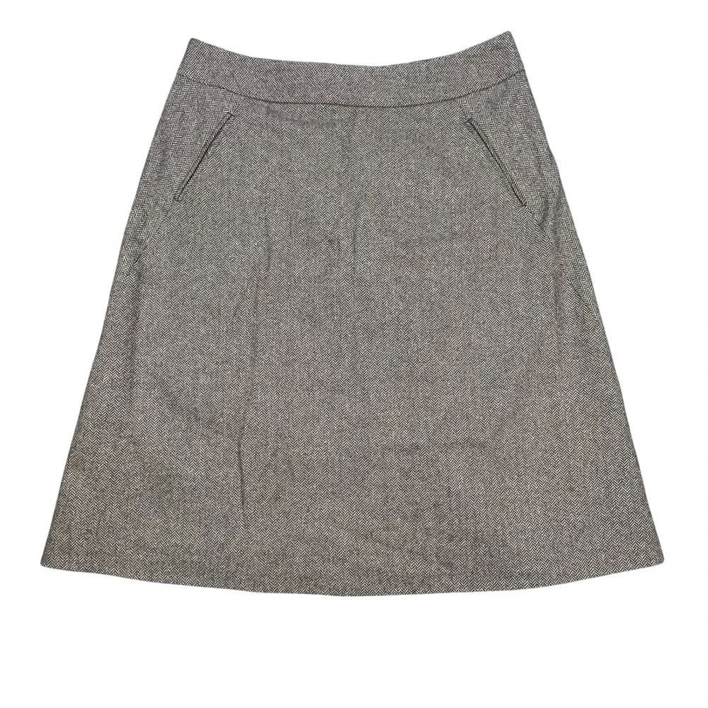Banana Republic Brown Herringbone Wool Blend A-Line Skirt Women Size 10